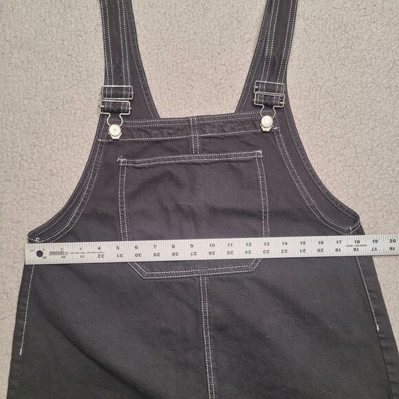 Vintage Old Navy Shortalls Overalls Shorts 10 Black Denim Bib Romper Y2K Buckle - Picture 4 of 7